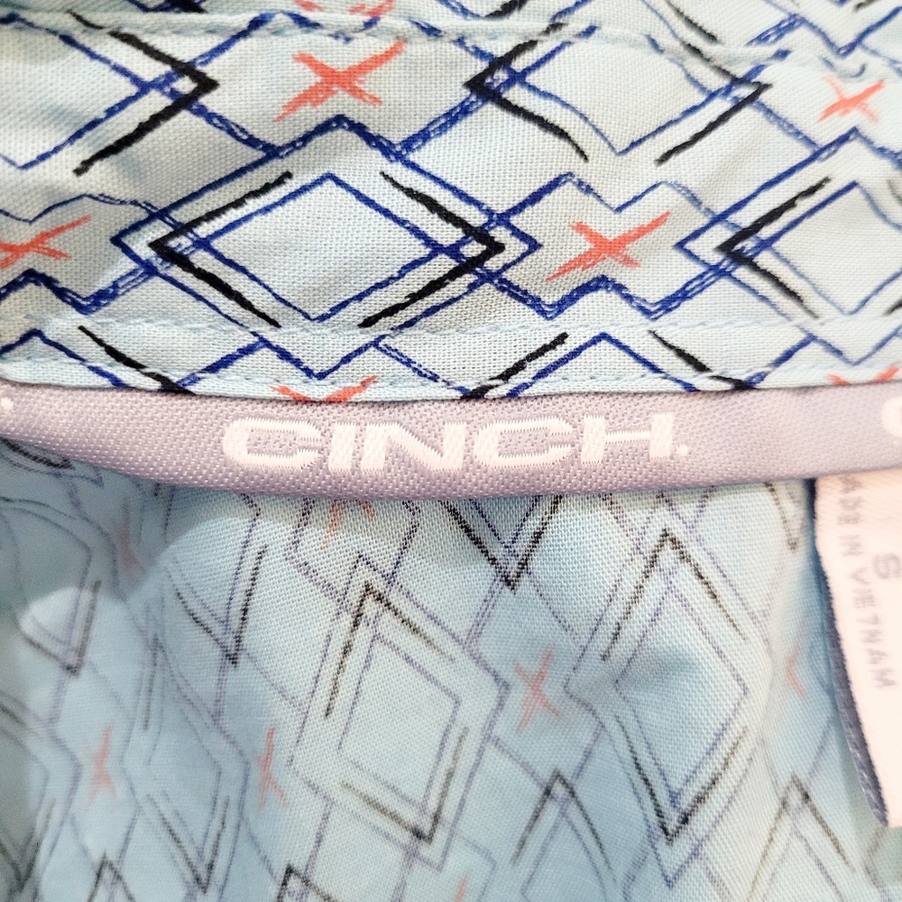 Cinch Western Shirt Women's Size Small Blue Geometric Pearl Snap 100% Cotton - Picture 9 of 14